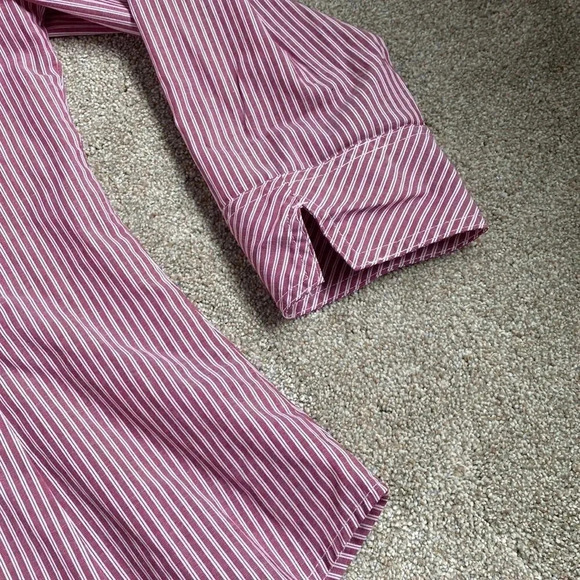 Riders by Lee Easy Care Pinstripe Pin Striped Button Down Blouse Red Pink Size S - Picture 6 of 12